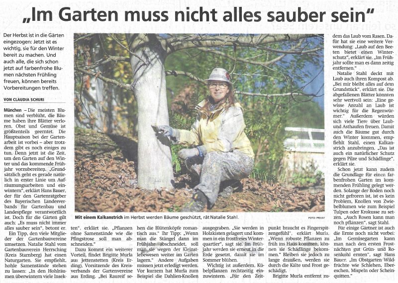 Pressebild Mit einem Kalkanstrich im Herbst werden Bäume geschützt, rät Natalie Stahl